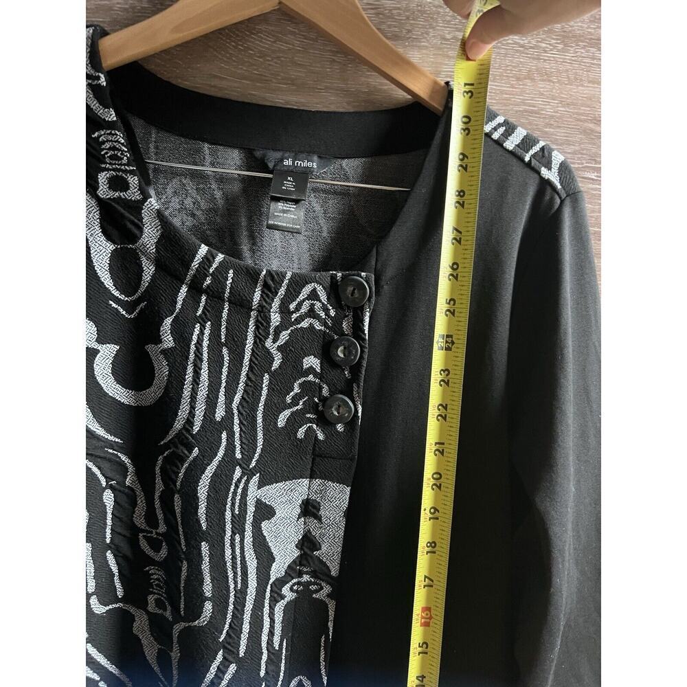 Ali Miles Black Tunic Shirt Blouse XL Women Stretchy Pockets Unique Modern Artsy - Picture 7 of 11